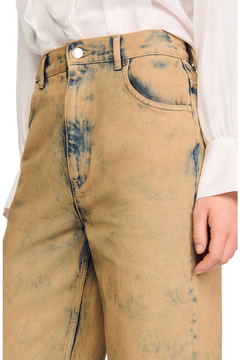 Faded wide-leg jeans, Alternate, color, Beige