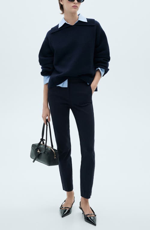 Mango Crop Skinny Pants In Dark Navy