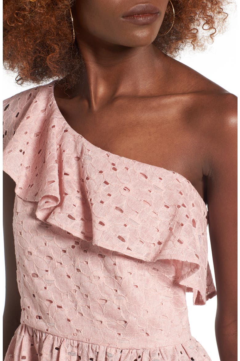 Lace One-Shoulder Peplum Top, Alternate, color, BLUSH PINK