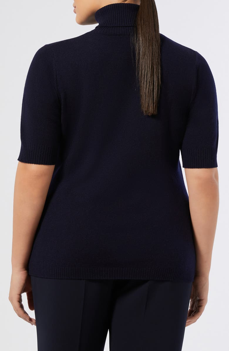 Marina Rinaldi Nepal Turtleneck Short Sleeve Cashmere Sweater, Alternate, color, Navy