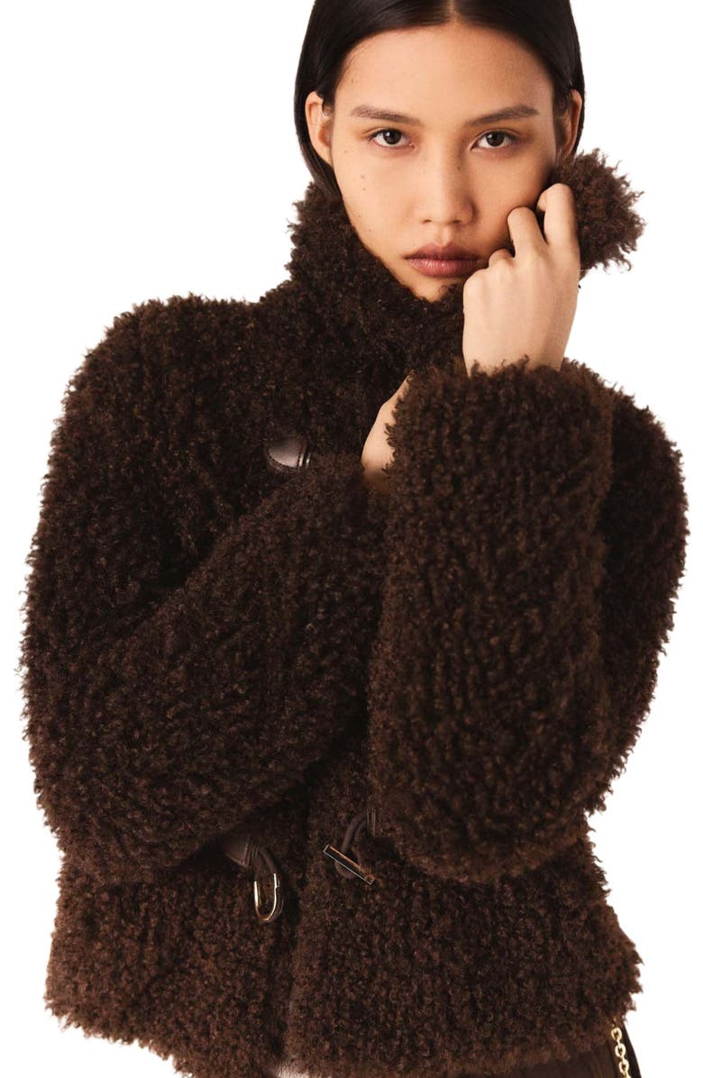 maje Short curly coat, Alternate, color, Dark Brown