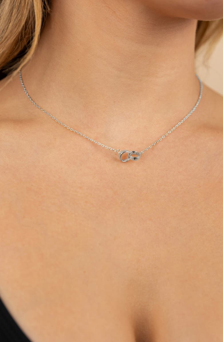 Sterling Forever Amor Interlocking Pendant Necklace, Alternate, color, Silver