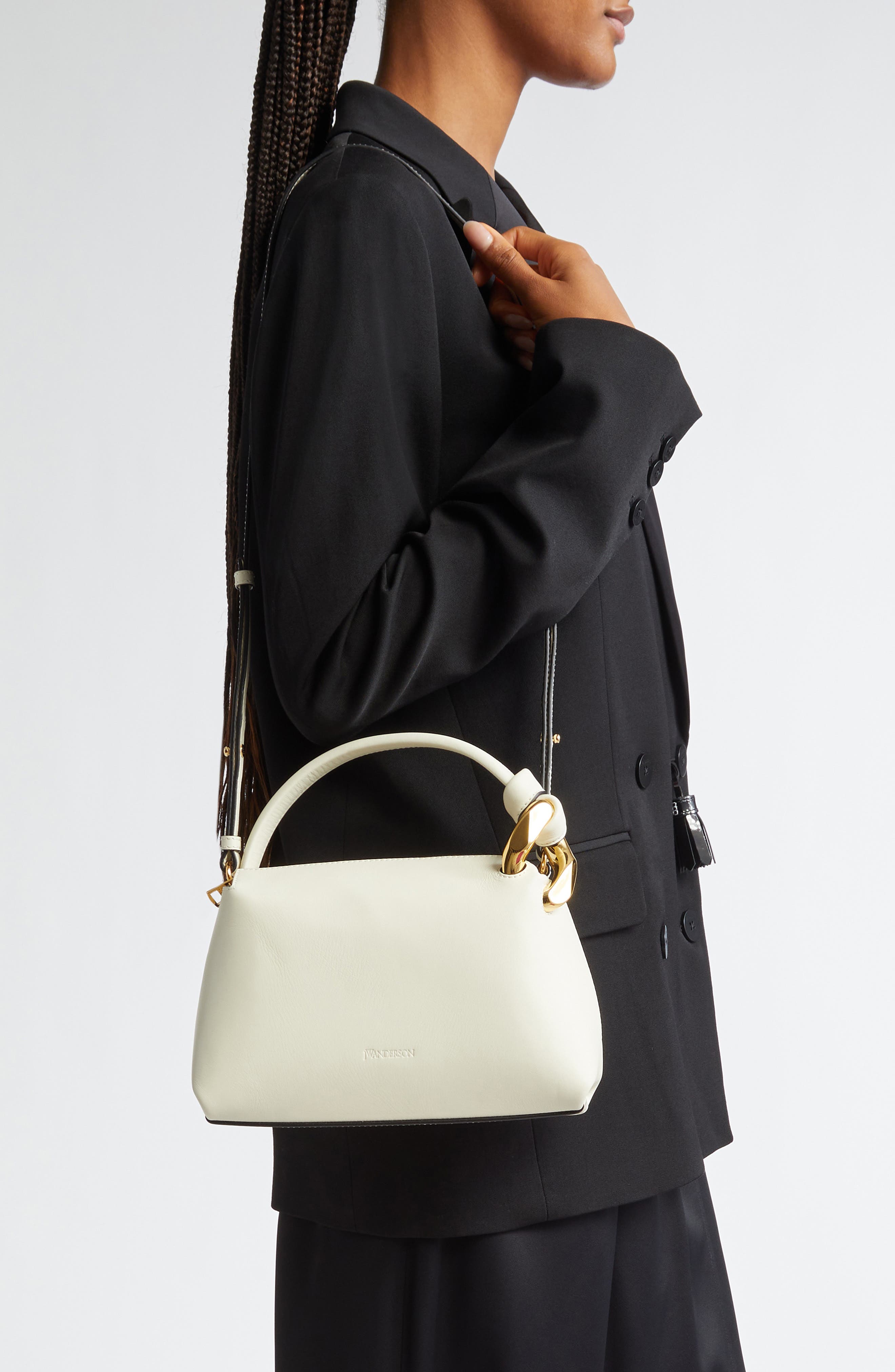 Small JWA Corner Leather Crossbody Bag, Alternate, color, WHITE