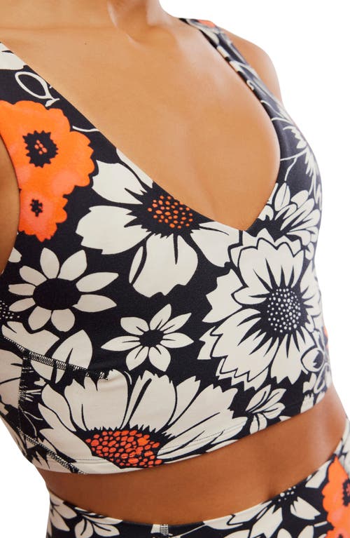 Free People Printed Never Better Sports Bra In Floral Tuxedo Combo