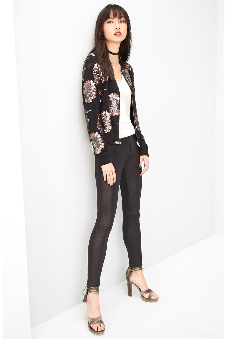 Sequin Bomber Jacket, Alternate, color, BLACK GOTHIC FLORAL SEQUIN
