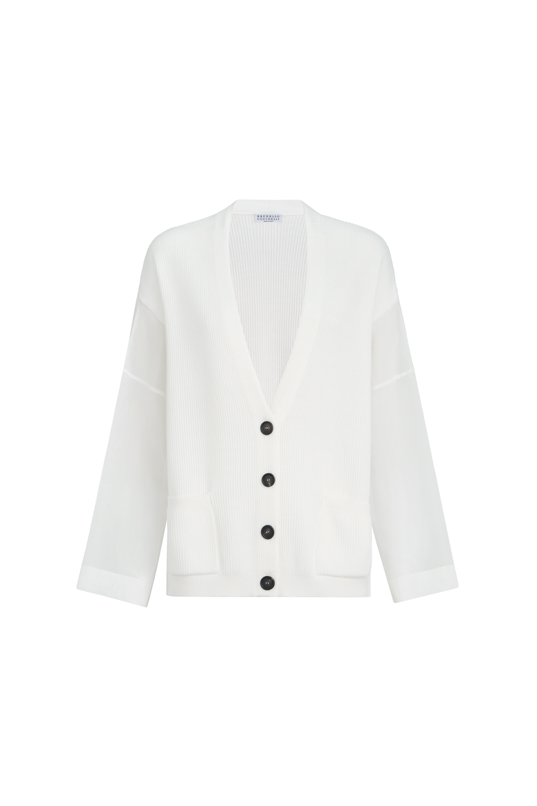 Rib knit cardigan, Alternate, color, White