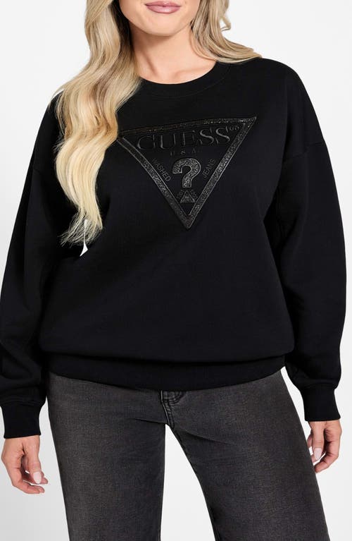 Guess Logo Embellished Organic Cotton Graphic Sweatshirt In Black