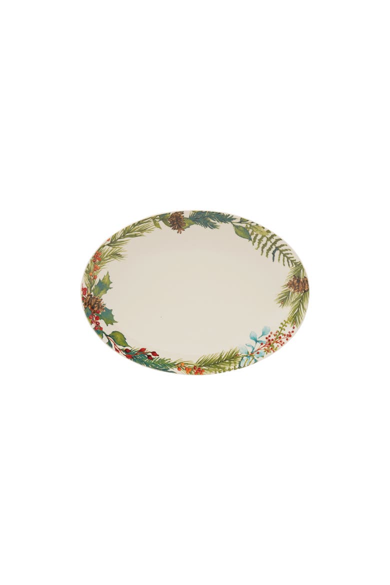 Botanical Motif Stoneware Oval Platter, Main, color, Multicolor