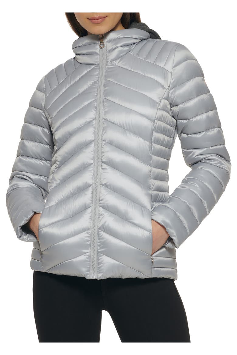 Packable Water Resistant Puffer Jacket, Alternate, color, SILVER