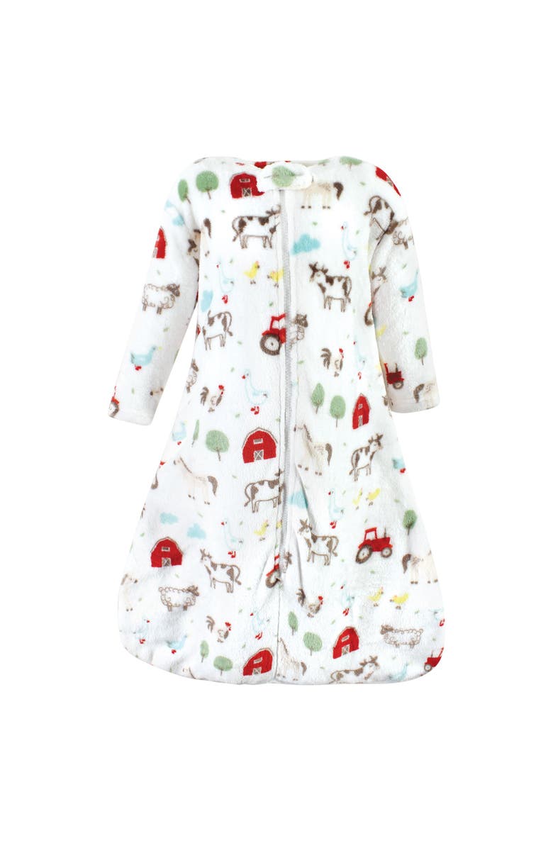 Hudson Baby Long-Sleeve Plush Flannel Sleeping Bag, Main, color, Boy Farm Animals Long Sleeve