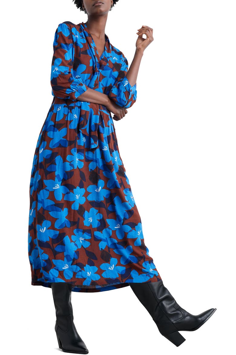 Harbour Cover Floral Print Maxi Dress, Main, color, MACRO FLOWER COCOA