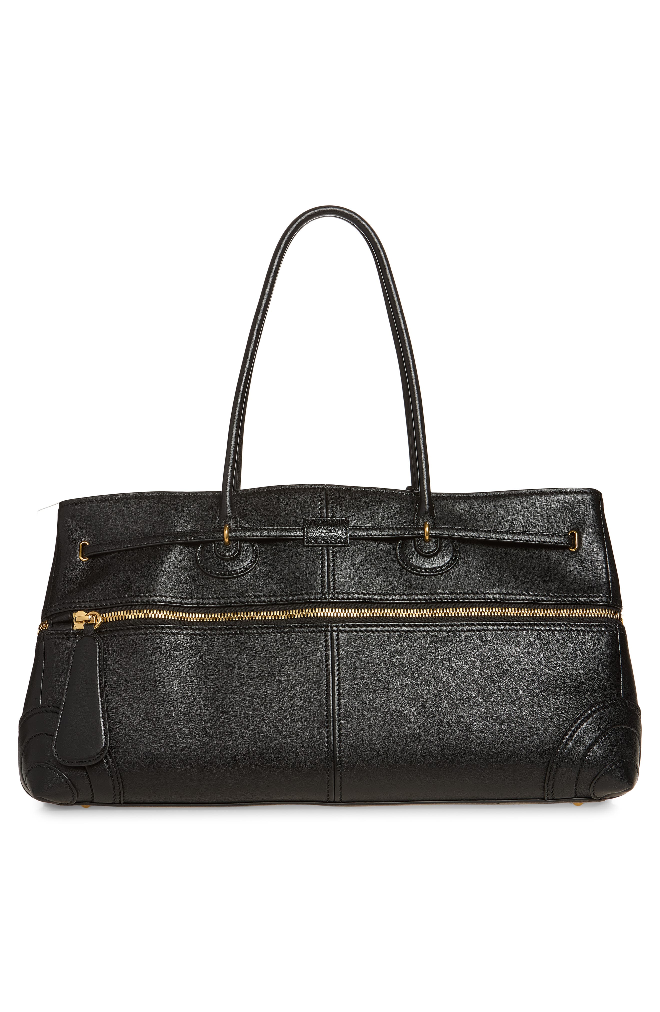 Paddington Leather Shoulder Bag, Alternate, color, BLACK