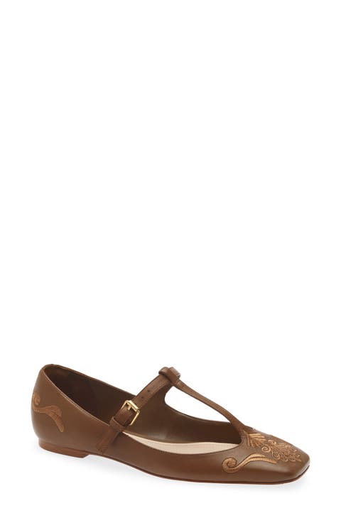 Rechillieu T-Strap Leather Flat