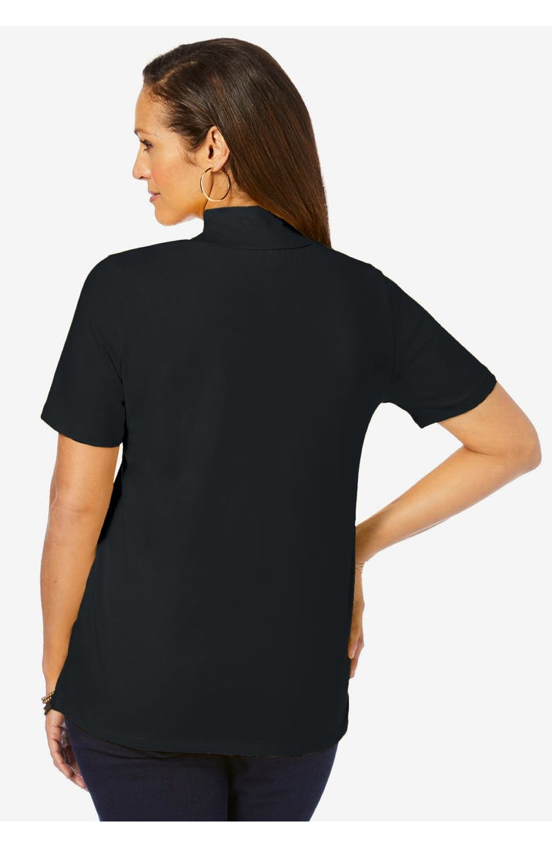 Jessica London Short Sleeve Mock Neck, Alternate, color, Black