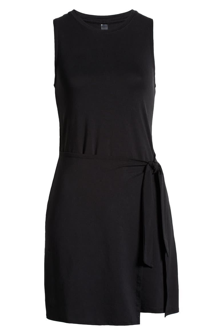 Meet Up Wrap Skirt Minidress, Alternate, color, BLACK