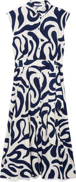 MANGO Print Pleated Shirtdress