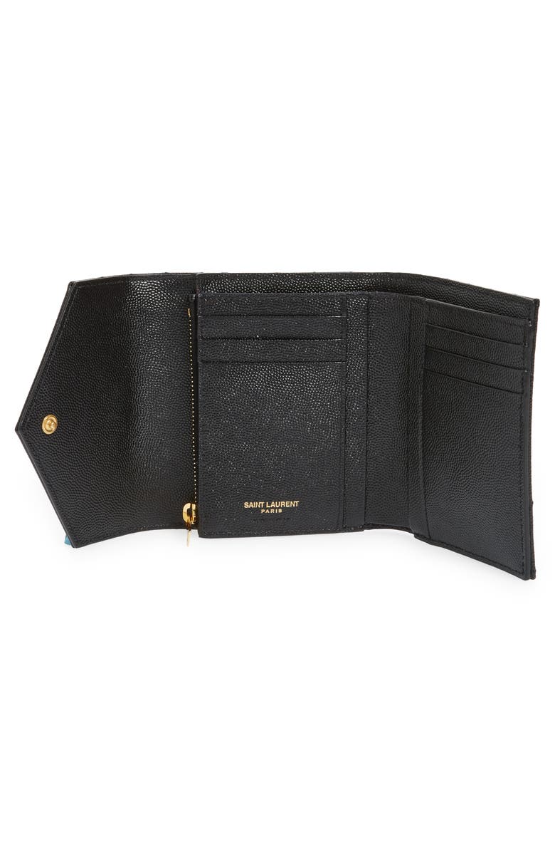 Saint Laurent Monogram Matelassé Leather Trifold Wallet, Alternate, color, 