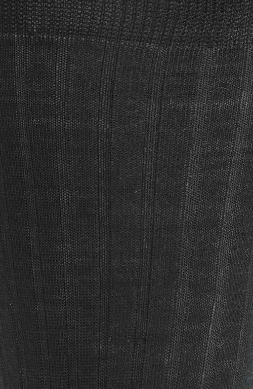 Canali Ribbed Wool Blend Socks In Black