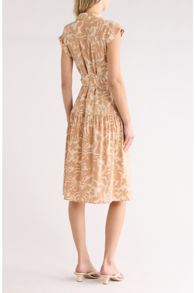 Cap Sleeve Tie Waist Shirtdress, Alternate, color, TAN TROPIC