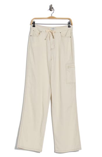 Kensie Relaxed Fit Drawstring Wide Leg Pants In Brown