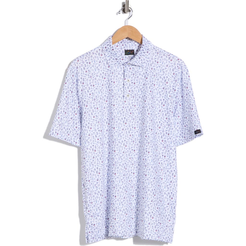 Greg Norman Americana Drinks Knit Polo In White