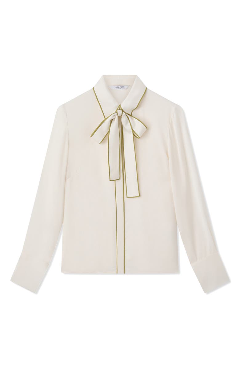 LK Bennett Elisa Tie Neck Crepe Shirt, Alternate, color, White