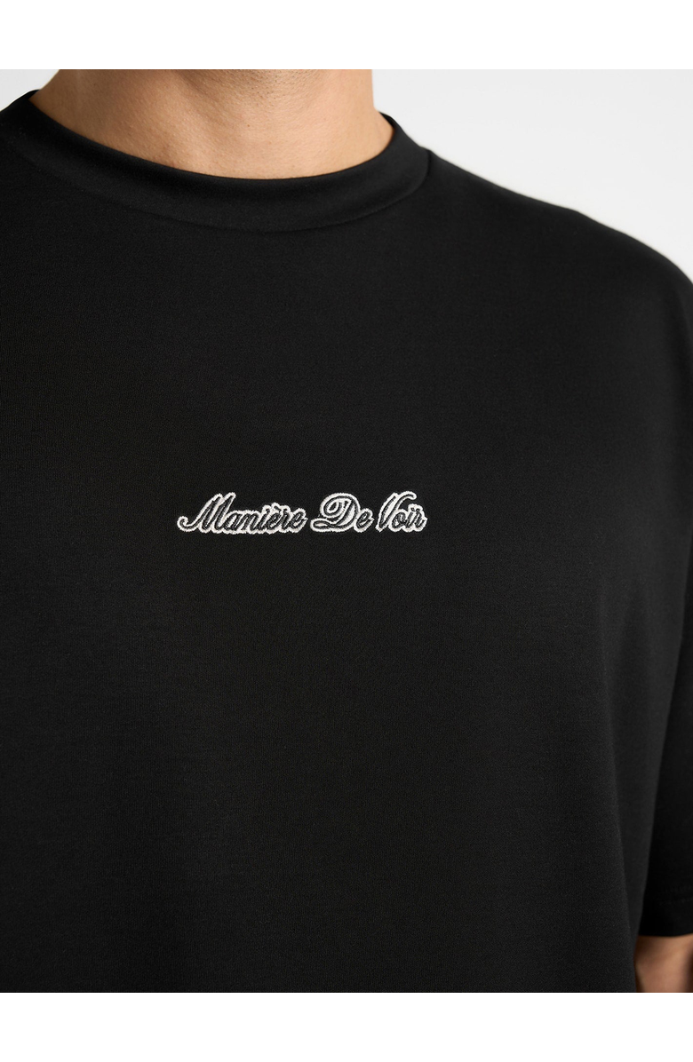 Manière De Voir Unisex Signature Relaxed Fit Cotton T-Shirt, Alternate, color, Black