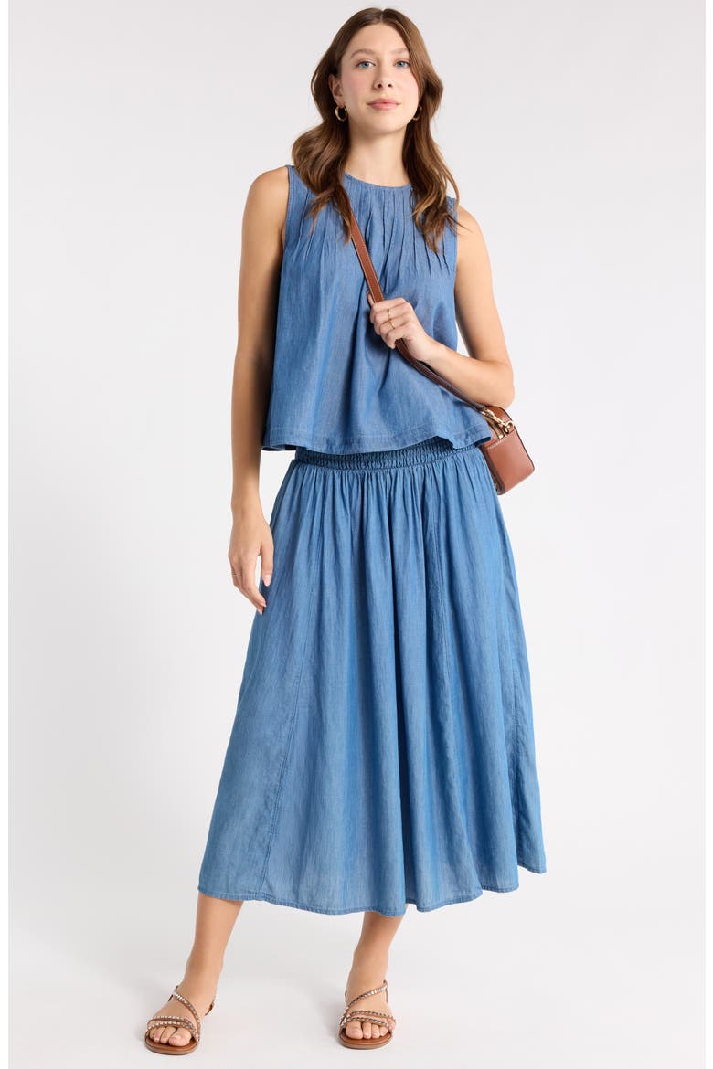 Chambray Maxi Skirt, Alternate, color, MEDIUM WASH