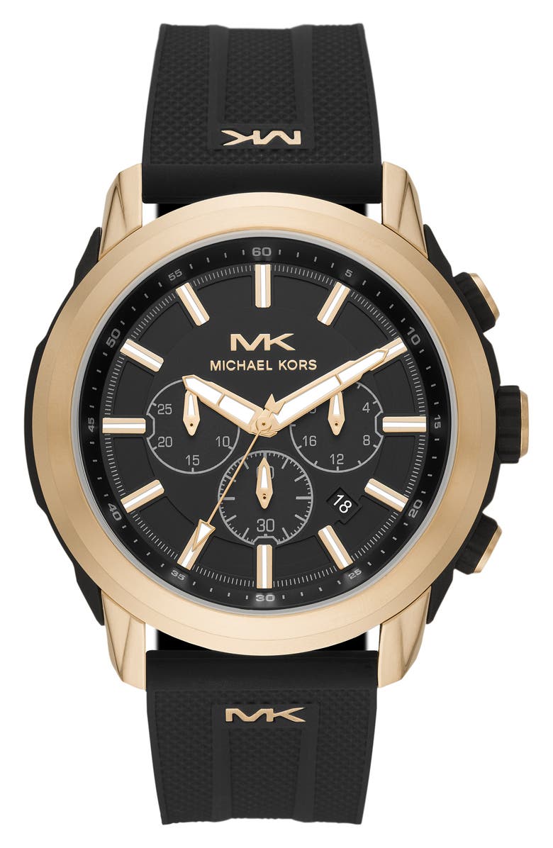 Michael Kors Kyle Chronograph Silicone Strap Watch, 48mm, Main, color, 