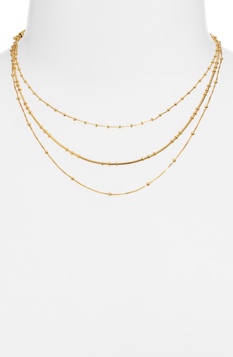 Nordstrom Demi Fine Tiered Station Chain Necklace, Alternate, color, 14K Gold Plated