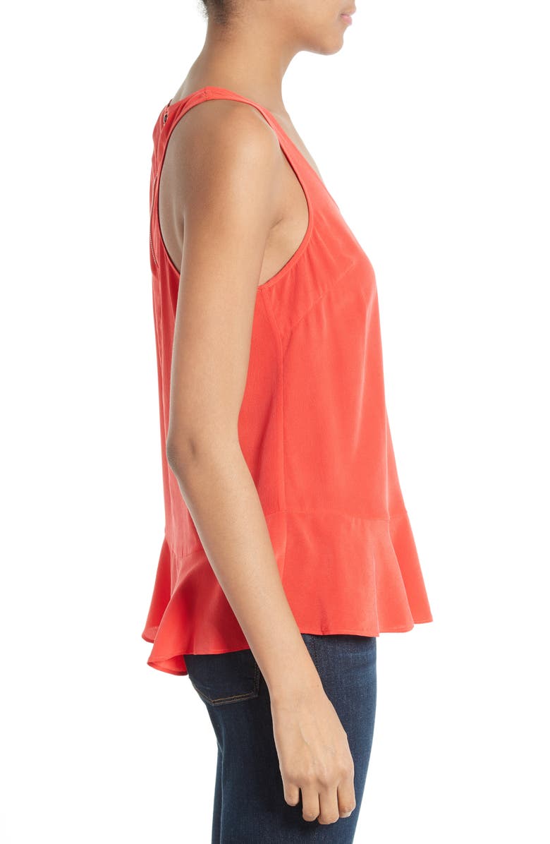 Joie Cosma Silk Flounce Hem Tank, Alternate, color, 