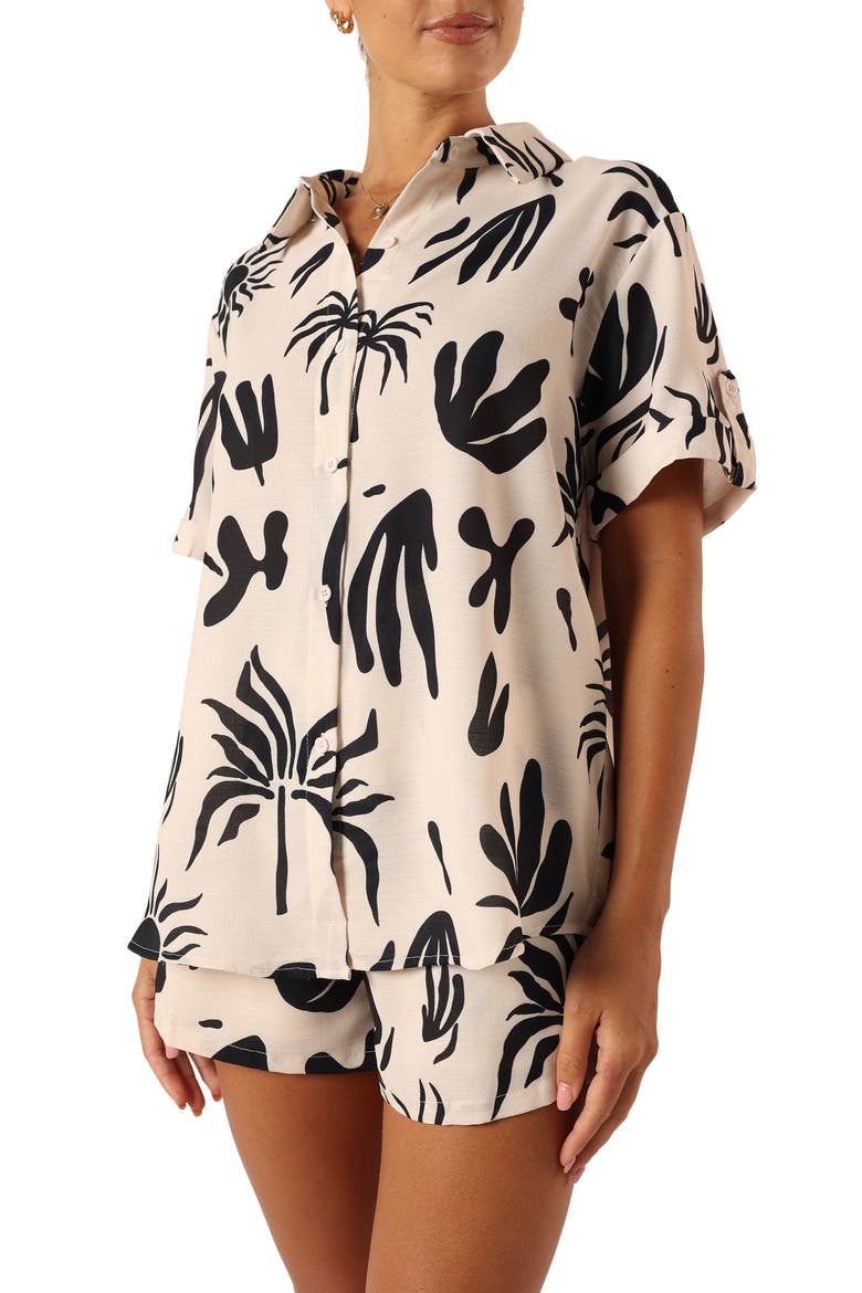 Sawyer Short Sleeve Button-Up Shirt, Alternate, color, BEIGE BLACK