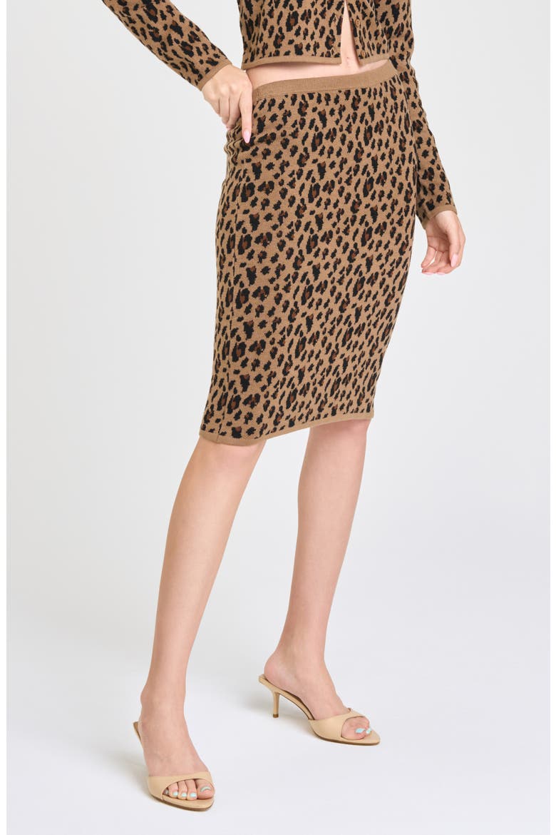 Willa Leopard Print Sweater Skirt, Main, color, BROWN LEOPARD