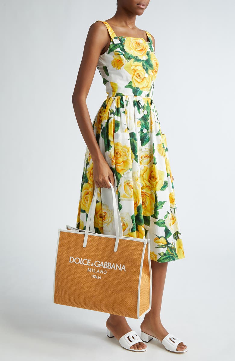 Dolce&Gabbana Shopping Raffia Tote, Alternate, color,