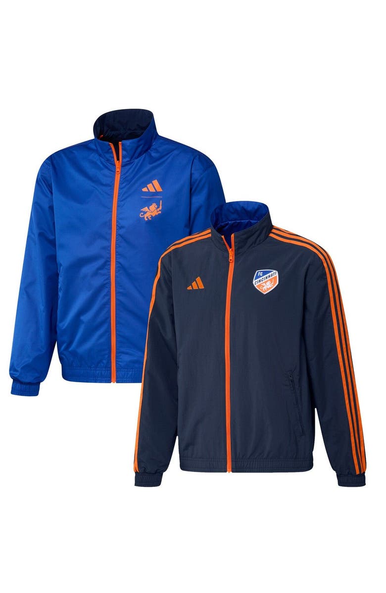 adidas Men's adidas Navy/Blue FC Cincinnati 2023 On-Field Anthem Full-Zip Reversible Team Jacket, Main, color, 
