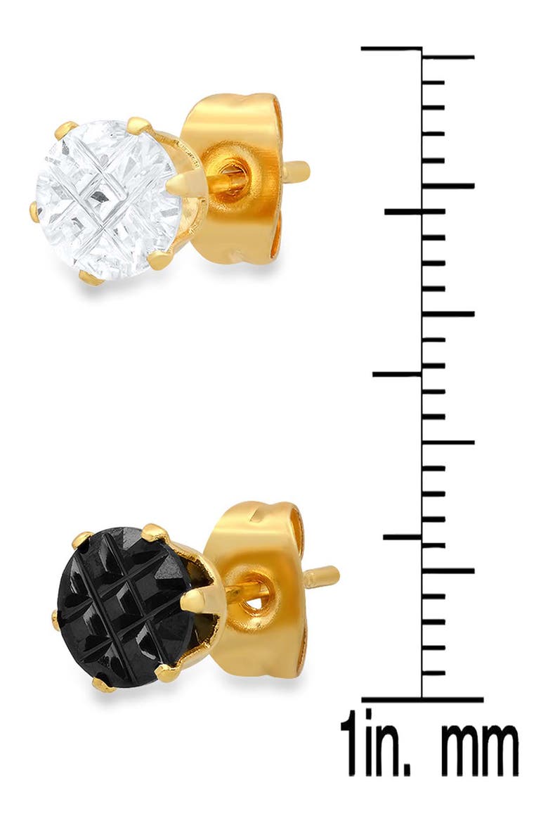 Set of 2 Simulated Diamond Stud Earrings, Alternate, color, GOLD