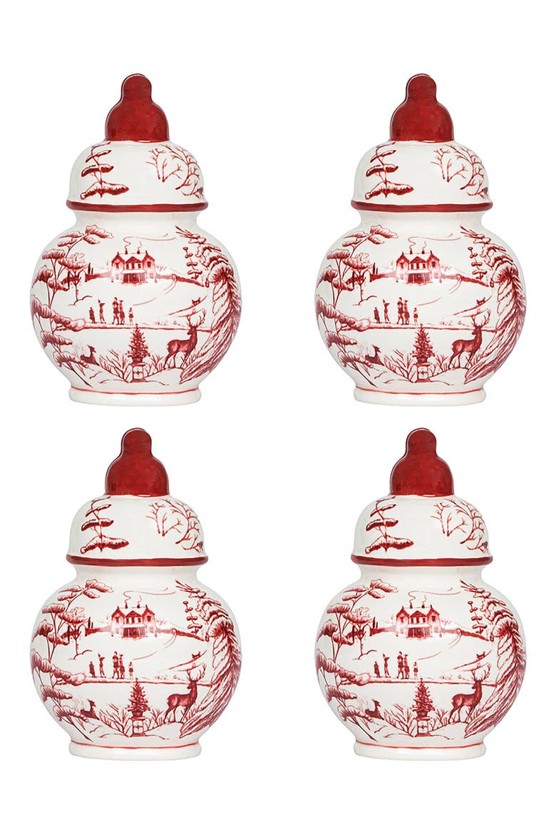 Country Estate Winter Frolic Set of 4 Place Card Holders, Main, color, RUBY