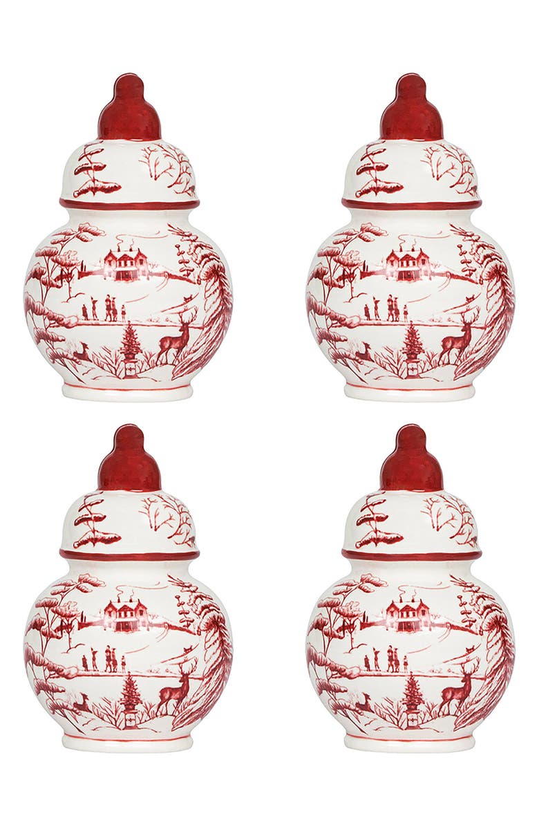 Juliska Country Estate Winter Frolic Set of 4 Place Card Holders, Main, color, Ruby