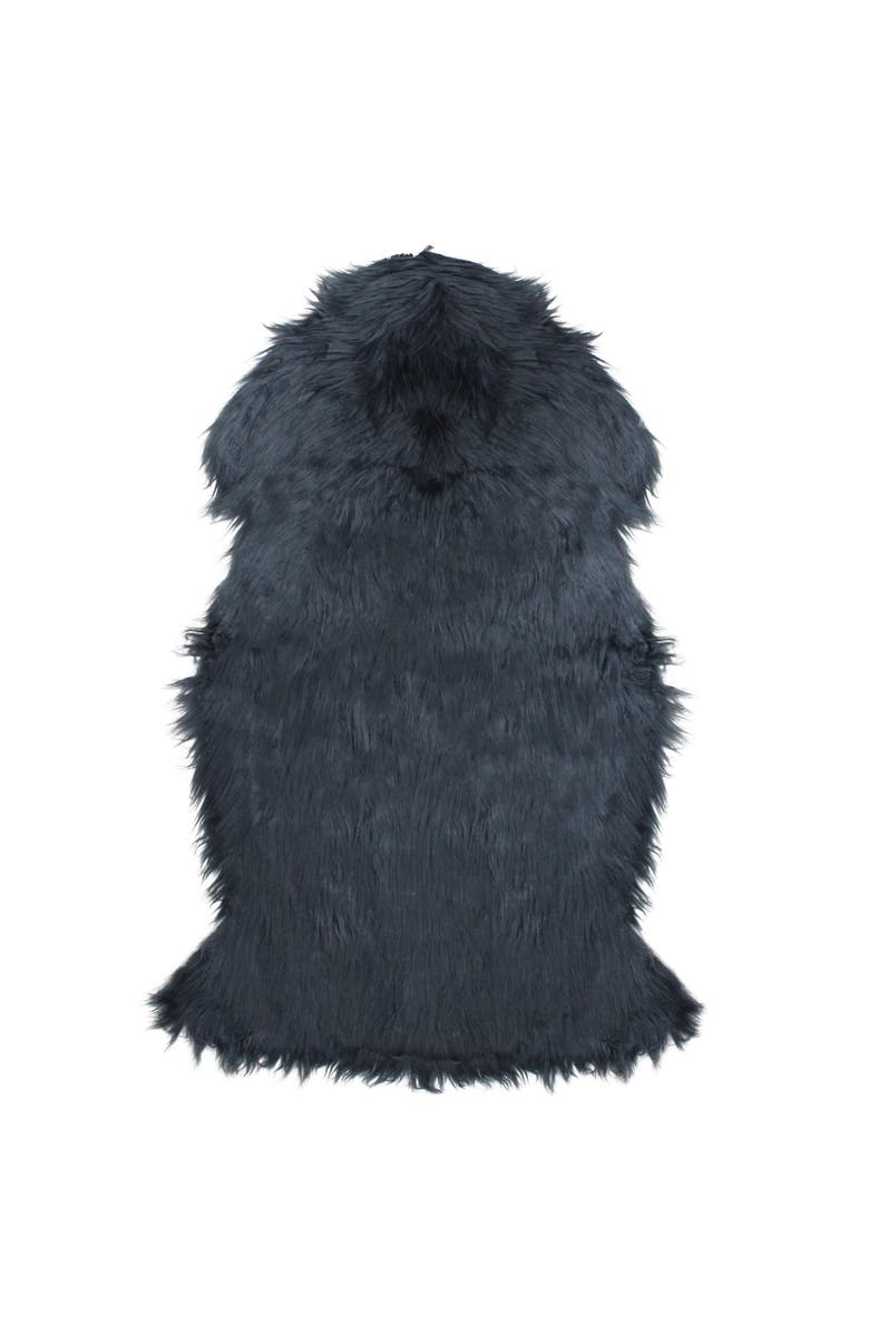 Northlight 2' x 3' Furry Chic Stone Blue Faux Fur Plush Pile Area Throw Rug, Main, color, 