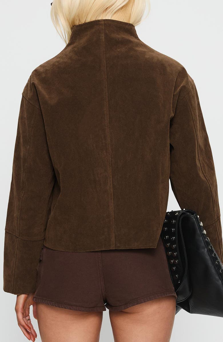 Princess Polly Jessalynn Faux Suede Full Zip Jacket, Alternate, color, Brown