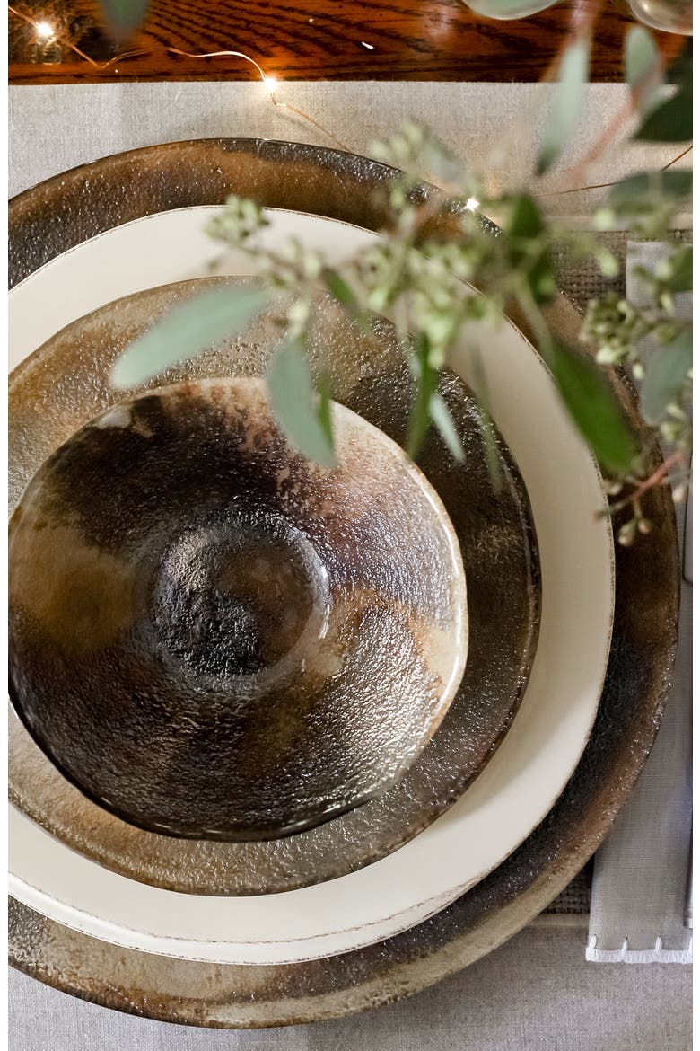 Earth Glass Dinner Plate, Alternate, color, BROWN/ GOLD