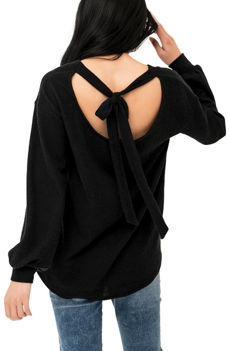 GIBSONLOOK Tie Back Rib Sweater, Alternate, color,