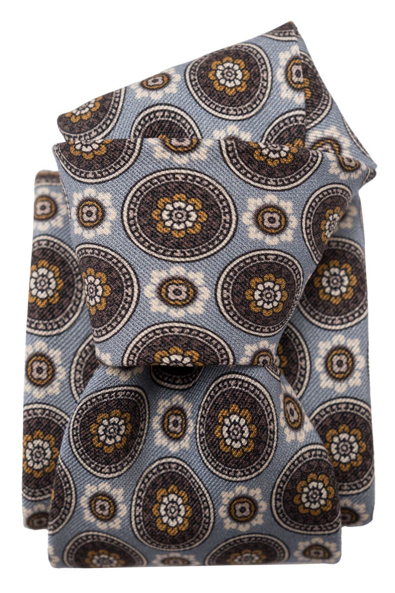 La Vigna - Extra Long Printed Silk Tie for Men, Alternate, color, Grey