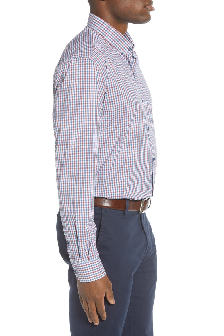 Soar Classic Fit Mini Check Button-Down Performance Shirt, Alternate, color, MARS