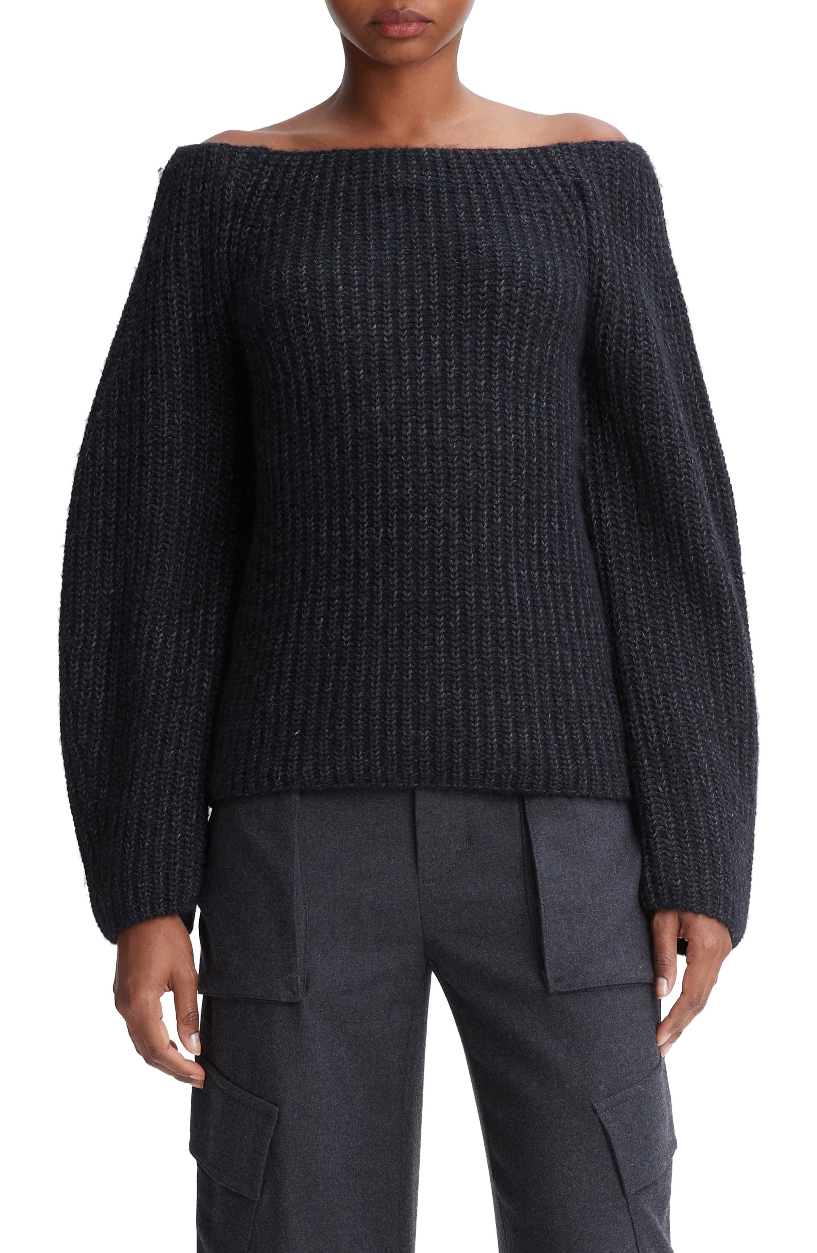 Vince Marled Off the Shoulder Merino Wool Sweater