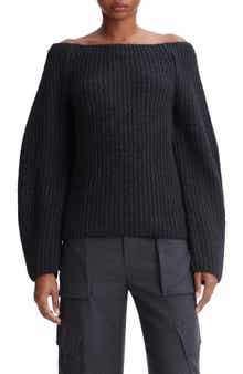 Vince Marled Off the Shoulder Merino Wool Sweater