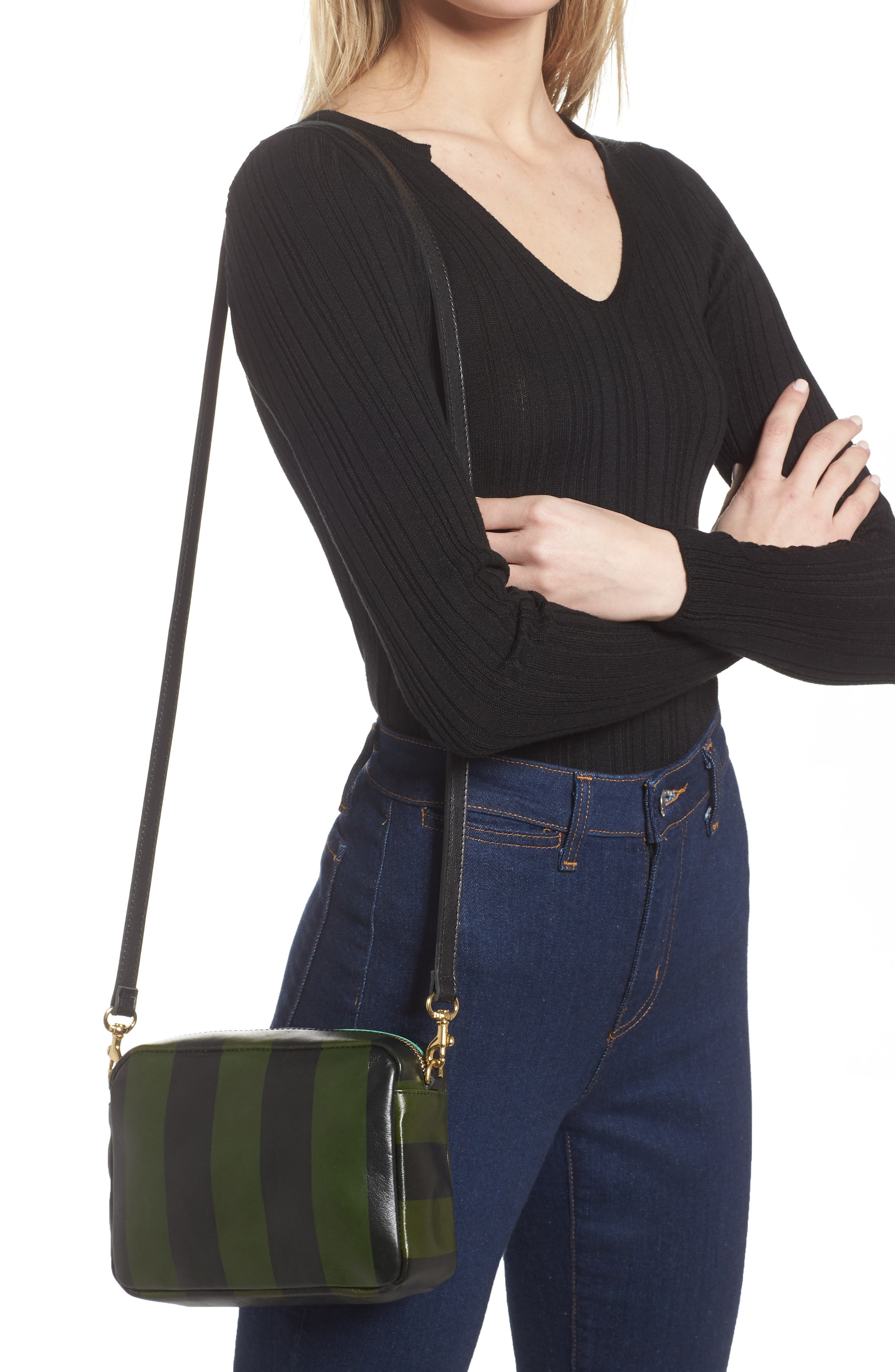 Clare V. Midi Sac Leather Crossbody Bag, Alternate, color, 