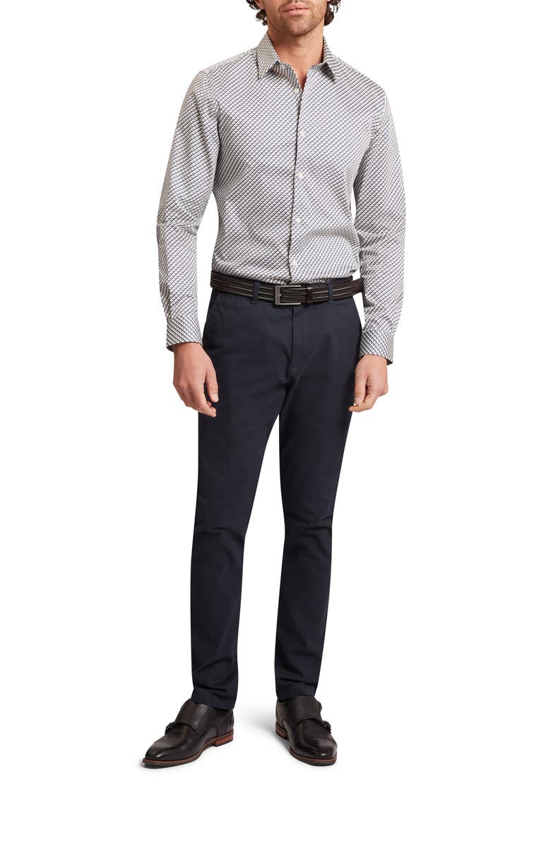 Ted Baker Grelish Slim Fit Geo Print Stretch Cotton Button-Up Shirt, Alternate, color, Grey