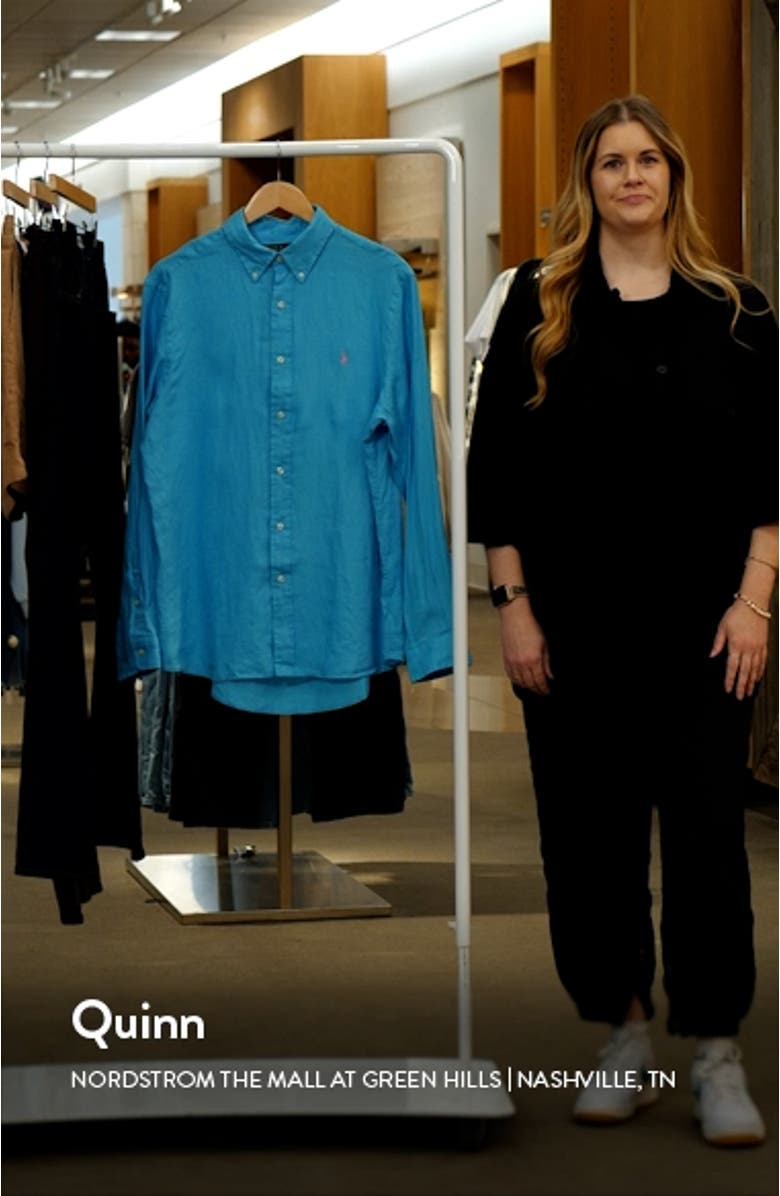 Solid Linen Button-Down Shirt, sales video thumbnail