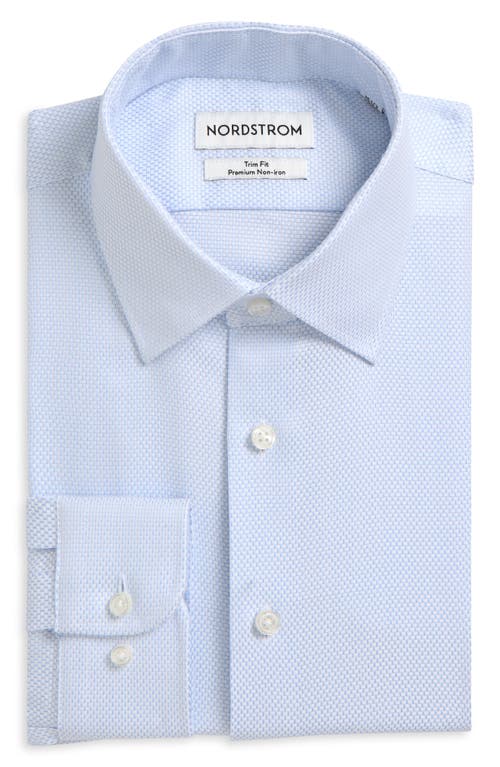 Nordstrom Premium Non-iron Trim Fit Dress Shirt In Blue Dash Stripe